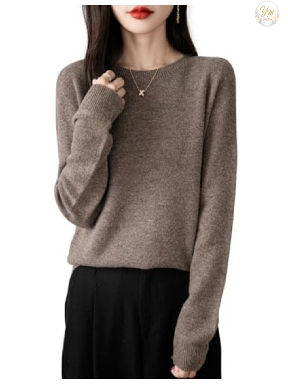 Women's 100% Merino Wool Long Sleeve Seamless Knit Crewneck Sweater